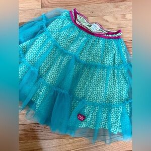 Beautiful Naartjie boutique girls turquoise tulle skirt Size 7 EEUC